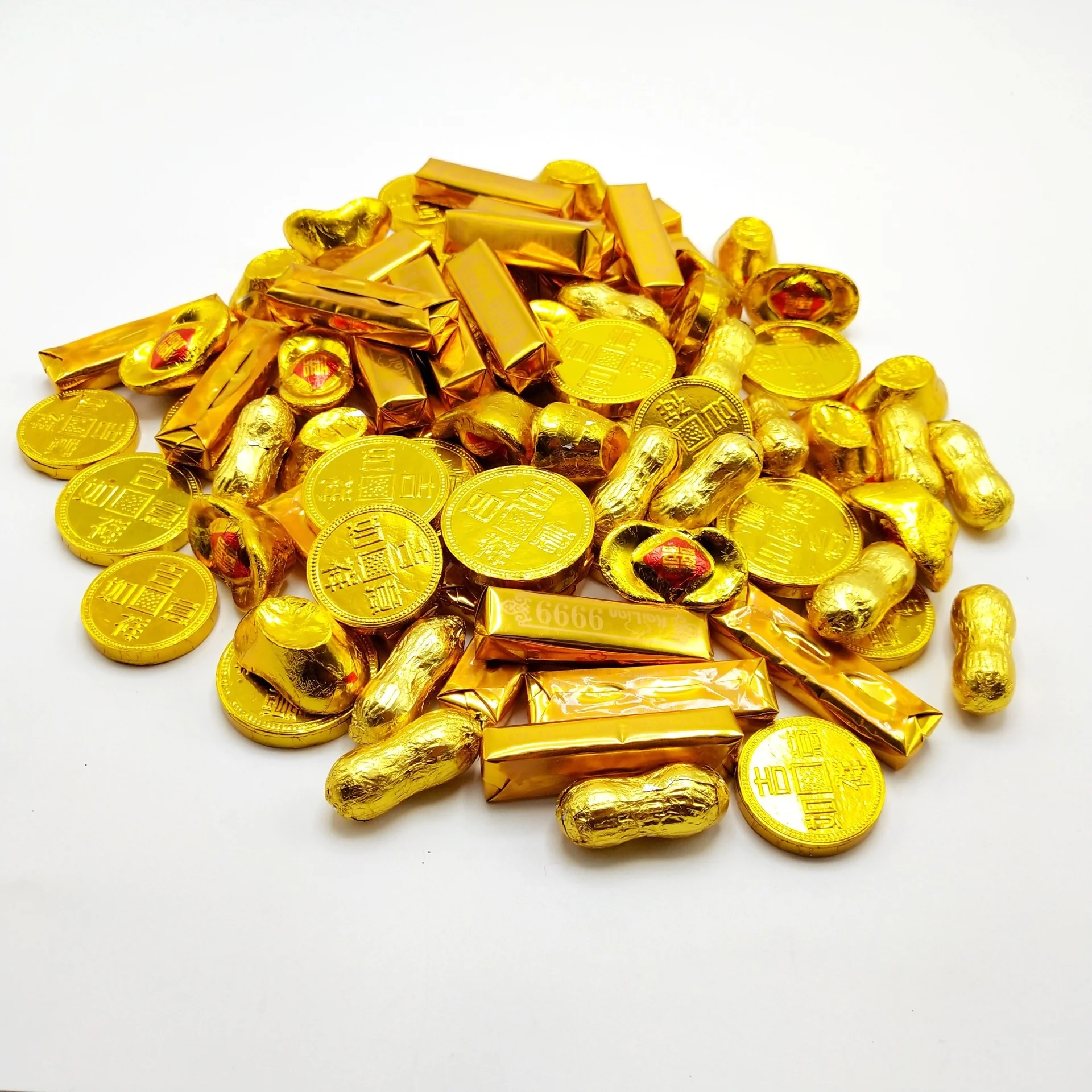 Cake decoration gold coin chocolate ingot gold bar peanut chocolate bake bulk 500g