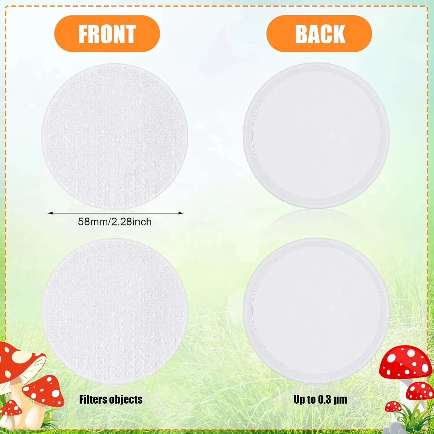 Synthetic Filter Paper Sticker PTFE Filter Disc Strong Adhesive Patch for Regular Mouth Mason Jar Lid Mushroom Cultivation