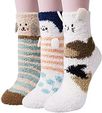 wholesale polyester fleece holiday women microfiber fuzzy fluffy socks