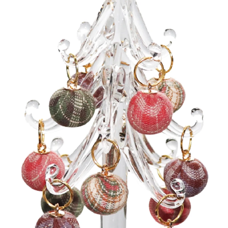 Factory custom H13cm transparent clear mini glass blowing Christmas tree with christmas ball for christmas