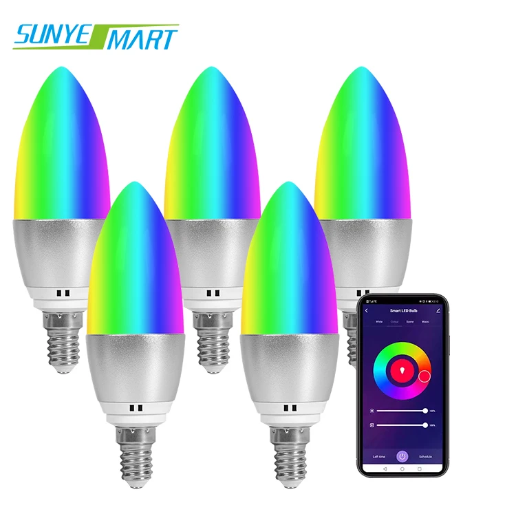 Wholesale Alexa Lamp Group Control E14 Base 5w RGB Dimming Tuya Zigbee Smart Candle Led Bulb Light