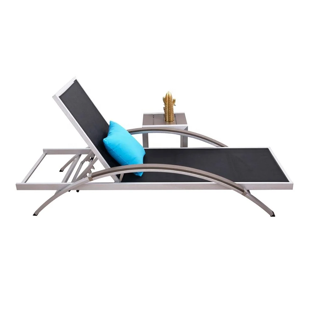 Outdoor Chaise Lounger Furniture Pool Side Rattan Aluminum Arm Sun Lounge Chair