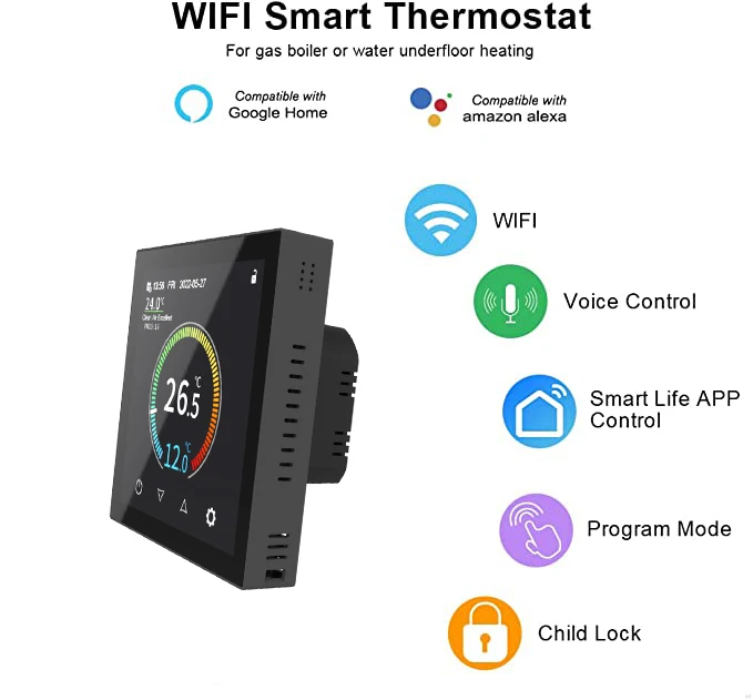 HYT001 Tuya Wi-Fi умный комнатный термостат TFT цветной экран Электрический для подогрева пола