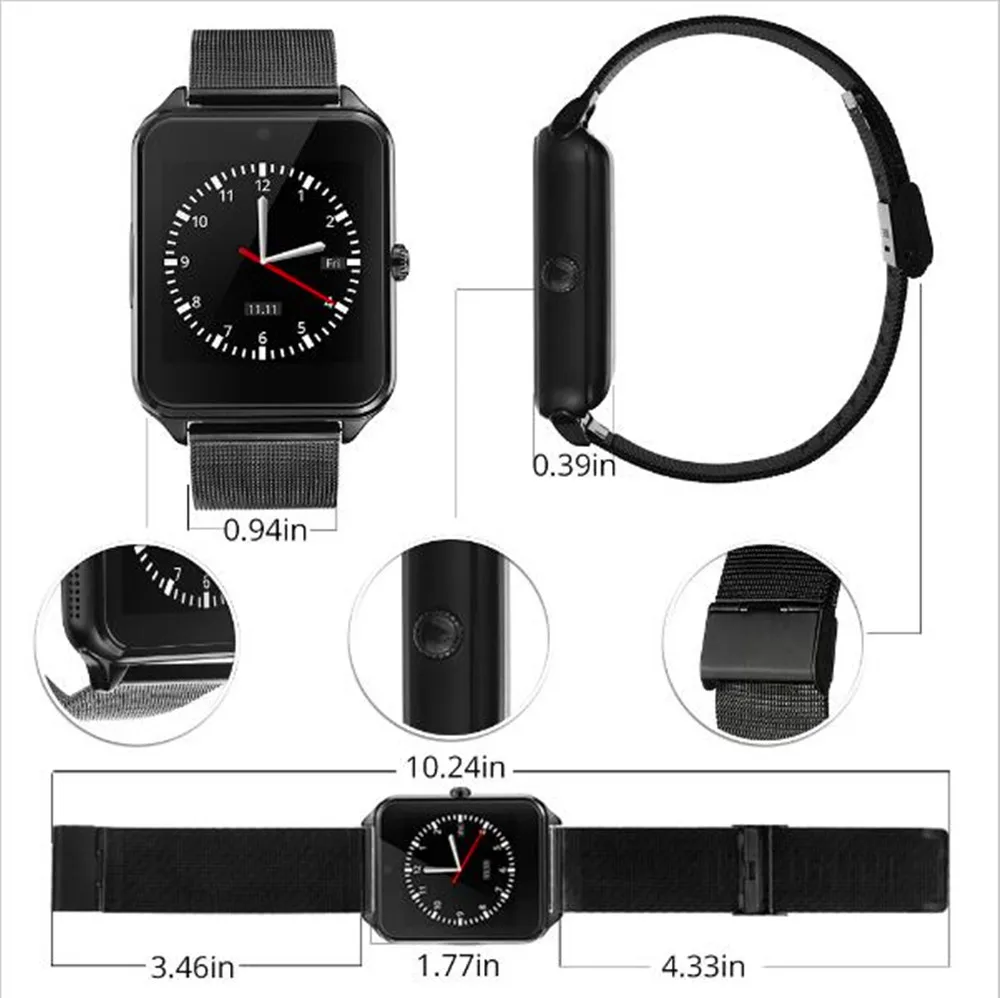 GT08 Plus Metal Strap Z60 Smartwatch Wrist Smartwatch Support Sim TF Card For iPhone & Android Watch