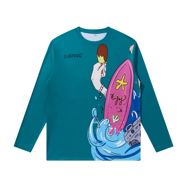 Workout Sun Protection High Quality T shirt Men Fitted Sublimation  Printed Fishing Long Sleeve Polyester T-shirt