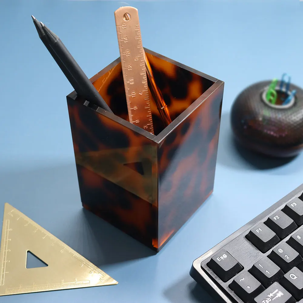 Tortoise Container Cup Brushes Pot Desk Organizer Twilight Pen Pencil Holder