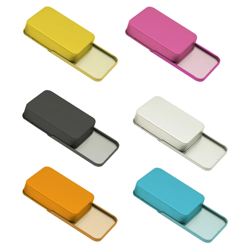 Blank Small Rectangle Mint/makeup/eyebrow Soap/lip Balm Sliding Tin Packaging Small Custom Wholesale Metal Tin Can Packaging