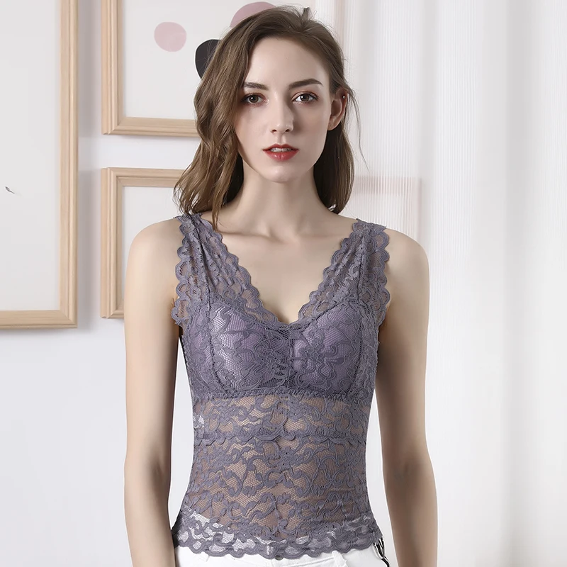Бесшовное тонкое кружевное однотонное нижнее белье, одежда без рукавов, V-образное нижнее белье для женщин