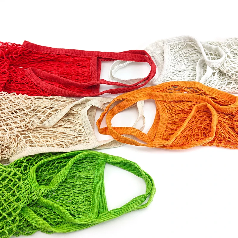 Многоразовая сумка для овощей и фруктов с ручкой, домашние хлопковые сетчатые мешки для овощей