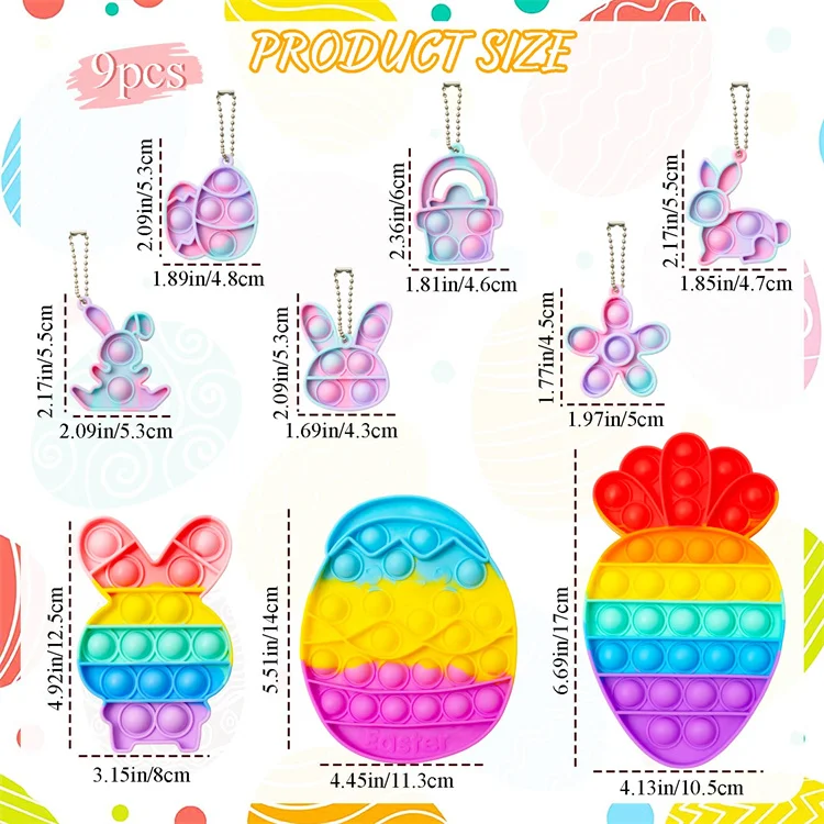 Cheap Wholesale Mini Push Pop It Fidget Toy Keychain Relieve Fidget Sensory Toys Silicone Key Ring Rubber Keychain