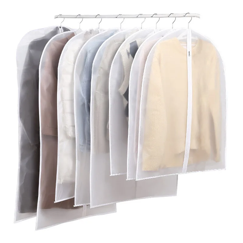 Waterproof and transparent custom logo hanging storage clothes suit cover garment
