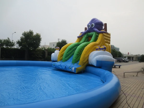 Summer adventure purple octopus aqua park water slide/inflatable water slide for exciting activity for kids and adults on sale