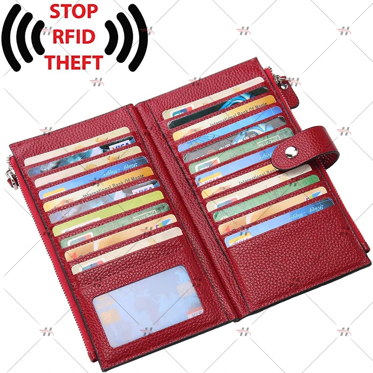 Women Zip Around Wallet Phone Clutch RFID Blocking Card Holder Lady Purse