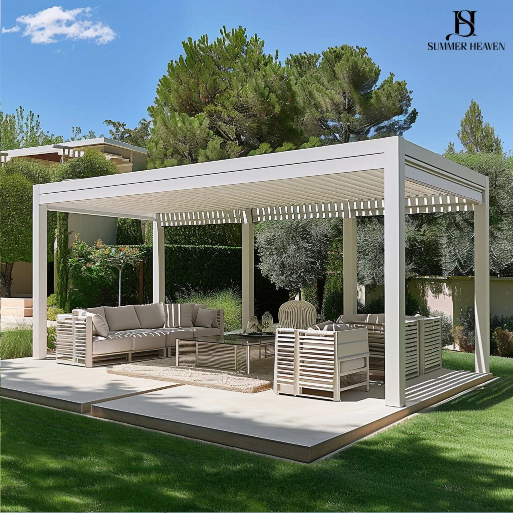 Hot Selling Luxurious Aluminum Louvered Pergola Pavilion Used for Outdoor Garden Entertaining Guests in Multiple Countries