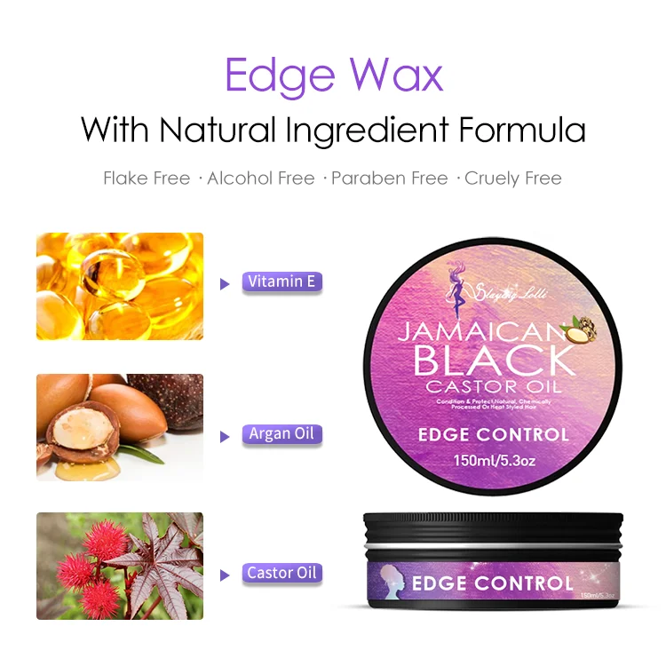 24H Shipping Private Label Black Castor Oil Vegan Edge Control Set Kit for Afro Nature Hair