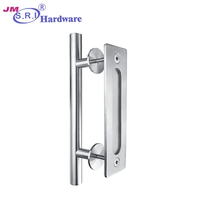 Customized round tube stainless steel satin brass barn door handle