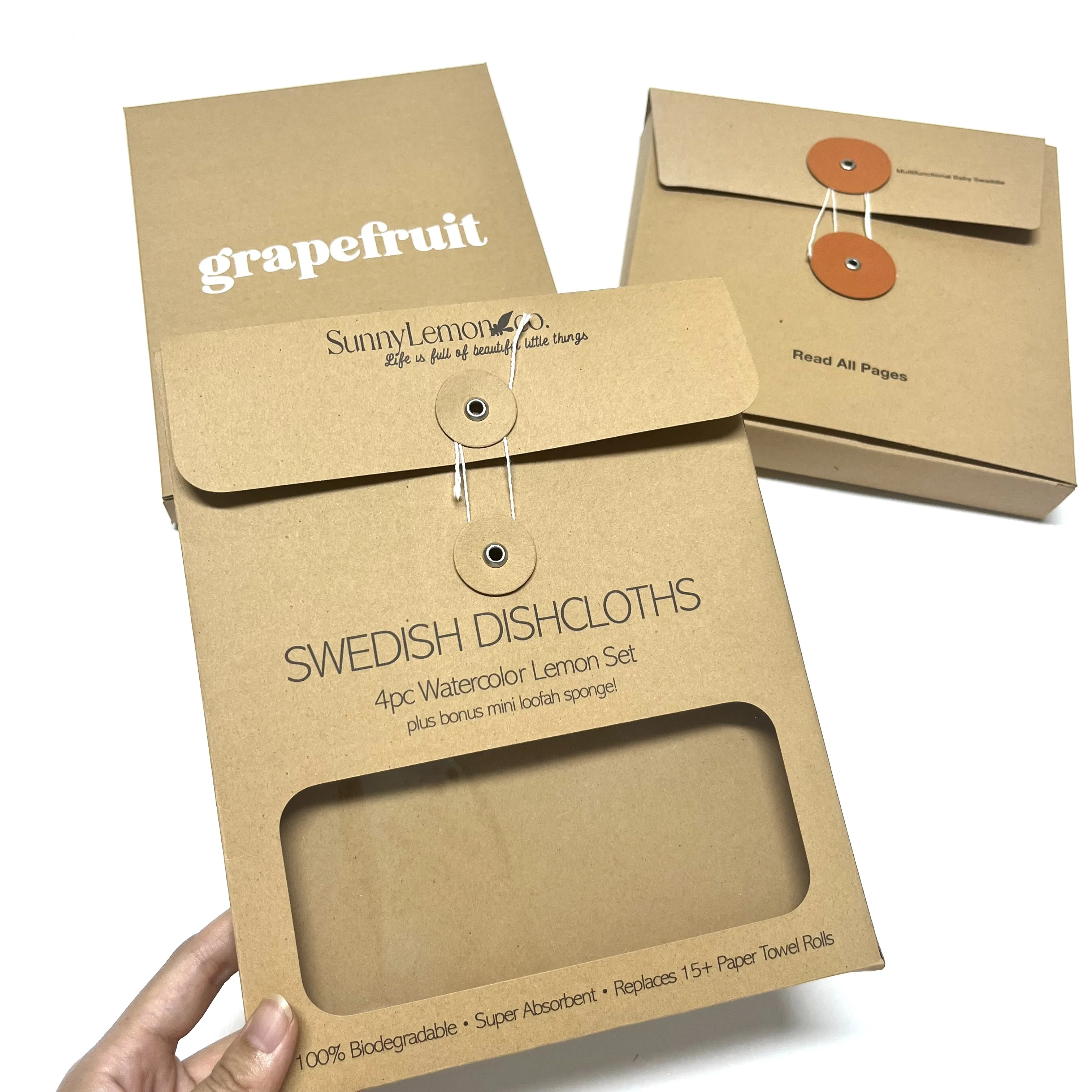 Bio-degradable Kraft Paper Envelopes Custom Socks Apparels Packaging Envelope packaging shipping boxes With PVC Window