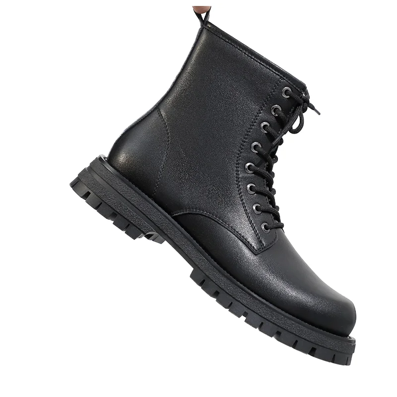 Increase Height Boots for Men Genuine Leather Chelsea Boots Fashion Lace Up Platform Sneakers Autumn Winter Man Motorcycle Boots