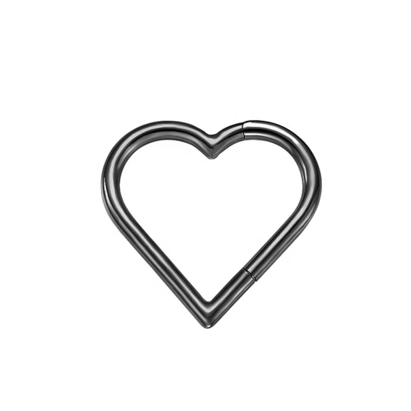 Zoor Wholesale Titanium Heart-Shaped Earring Hinged Segment Hoop Body Piercing Jewelry with PVD Plating Fashion & Classic Style