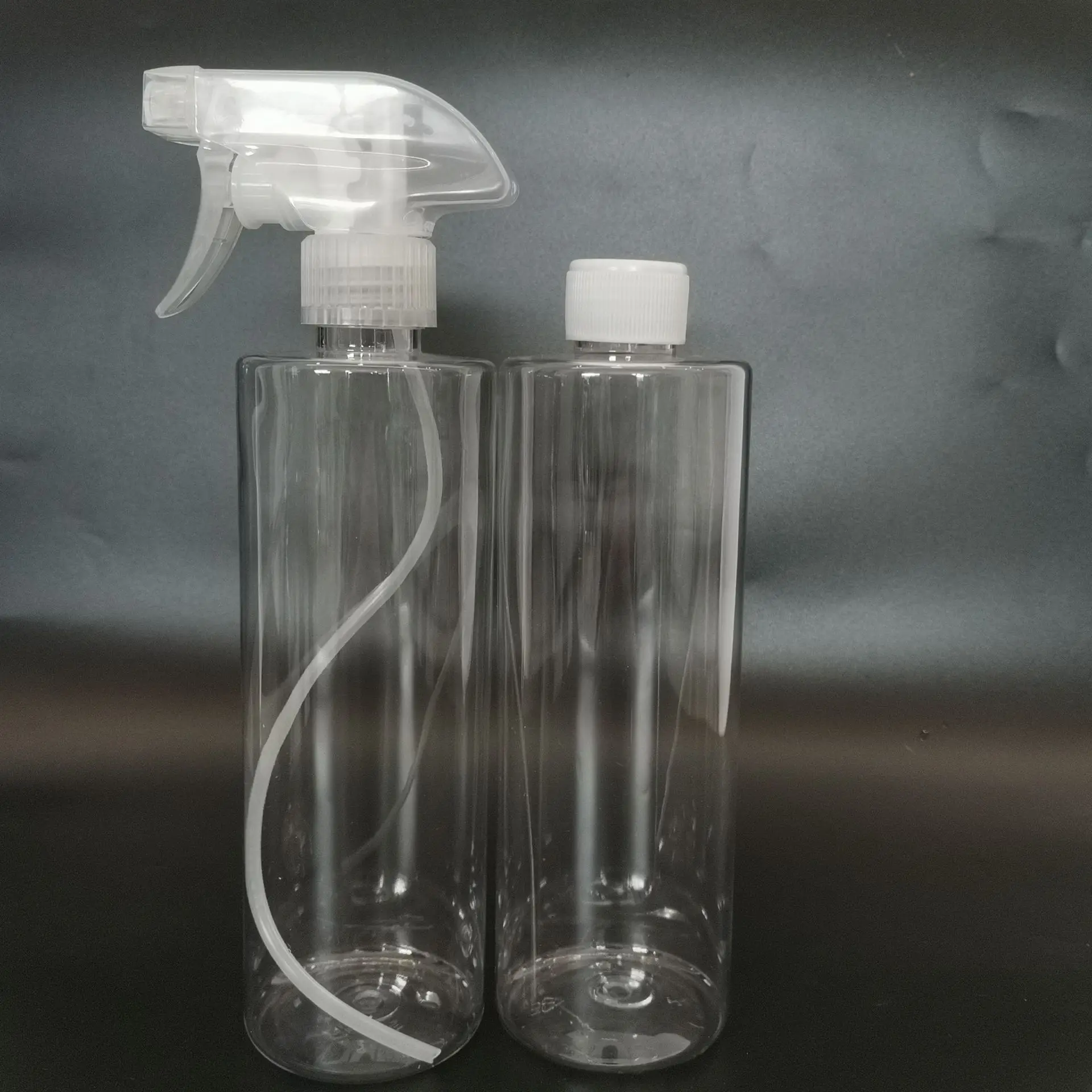 500ml flat shoulder clear bottle 1000ml plastic bottle Cylindrical PET material clear emulsion bottle
