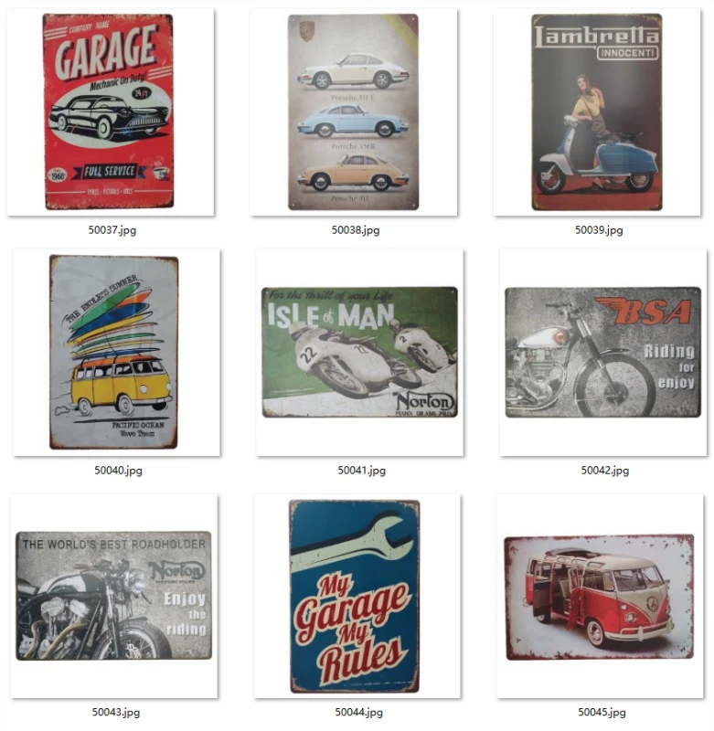 Wholesale Pub Restaurant Bar Wall Art Painting Bus Flat Metal Sign Indian Motorcycle Tin Signs