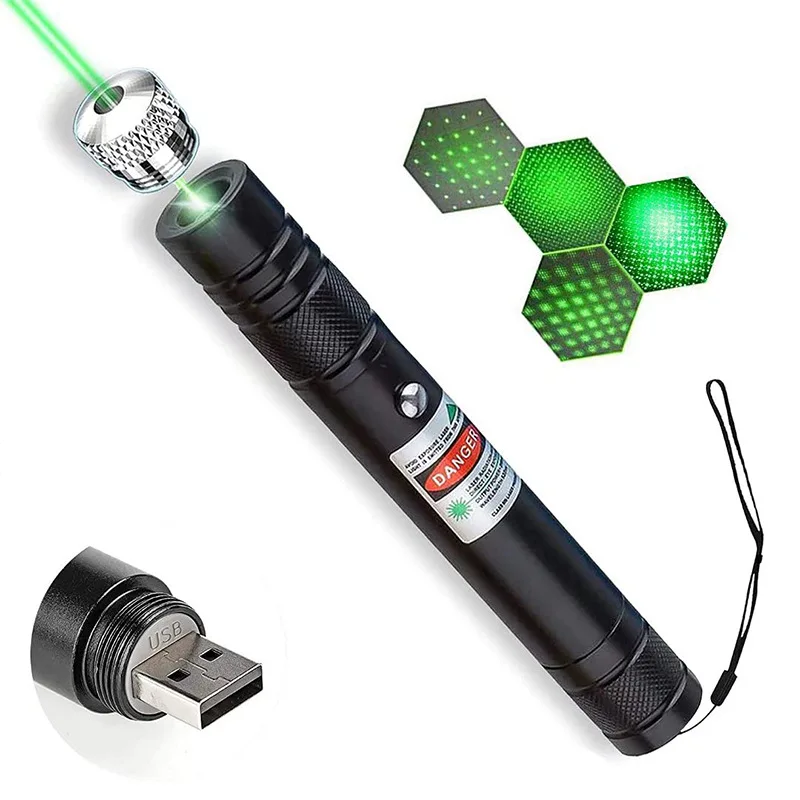 Outdoor Pointeurs Green Laser Stars Pet Cat Toy USB Charge Flashlight Green Laser Pointer laser Pen (1600791535162)