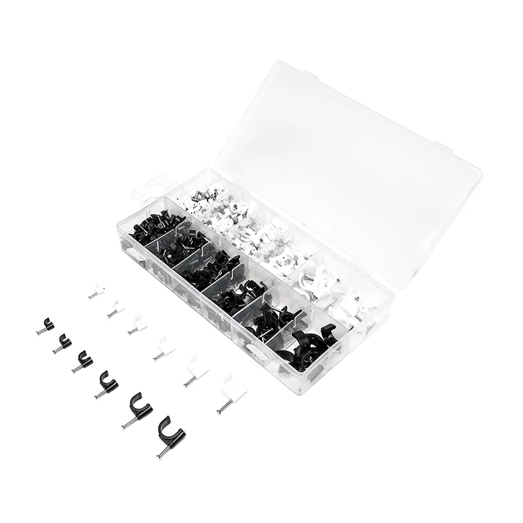 Wholesale Cable Clips with Steel Nails White/Black Cable Clips, Cable Wire Clips