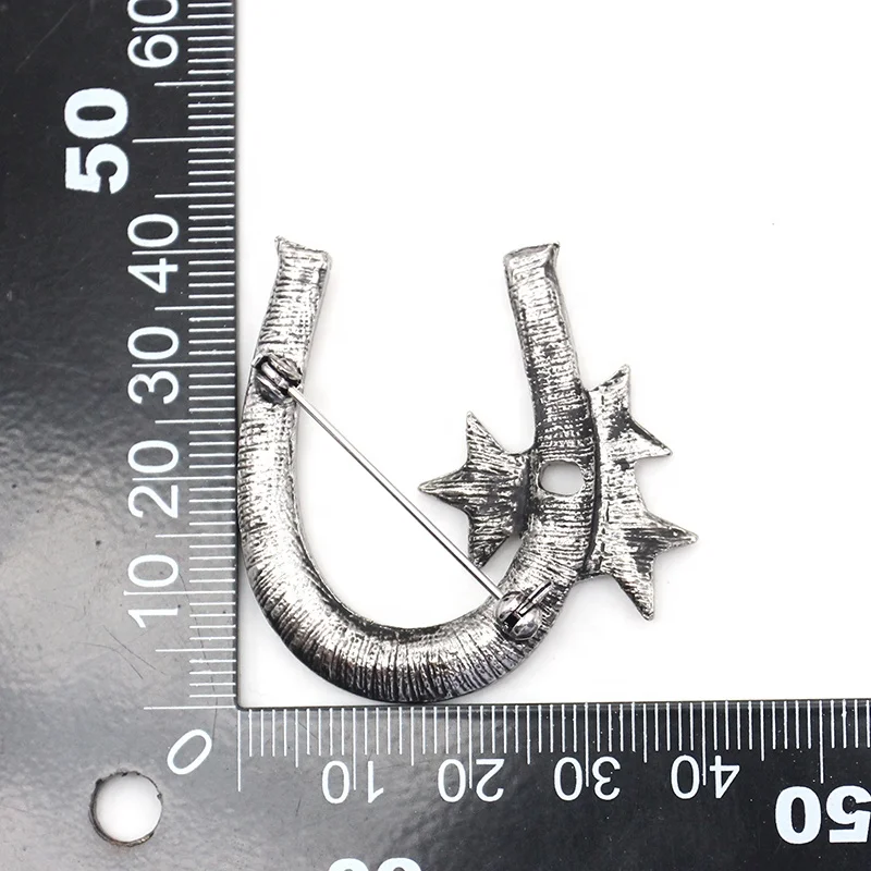 Jewelry Lucky Stars Good Luck Western Cowboy Horseshoe U shape Rhinestone Brooch Pin Women Jewelry