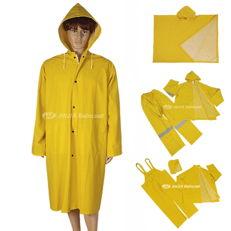 Good Quality Heavy Duty Rain Coat Waterproof Poncho Raincoat Pvc Polyester Pvc One Piece Raincoat