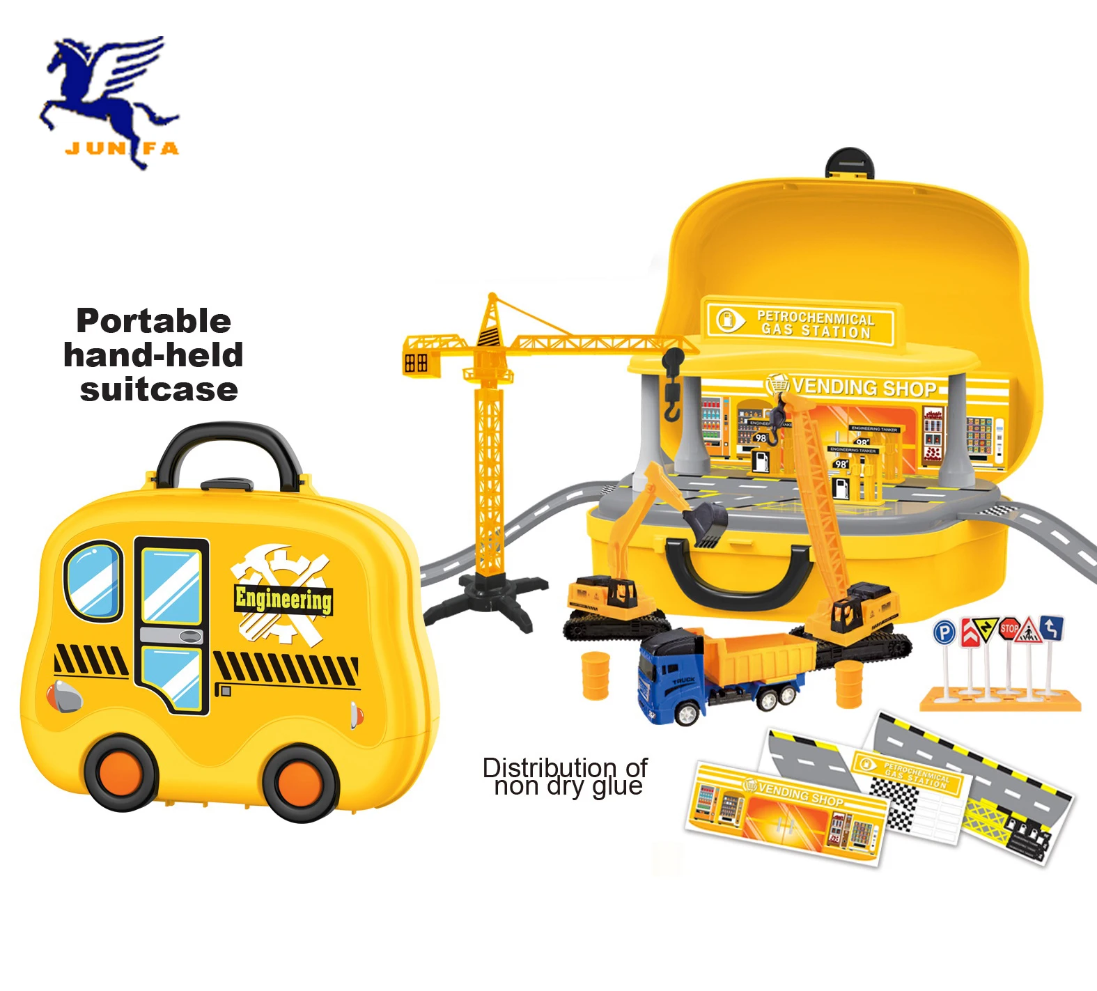 Engineering Fire Fighting Military Police Simulation Gas Station Service Area Scene Model Boy Children Fun TrafficToy DIY Model