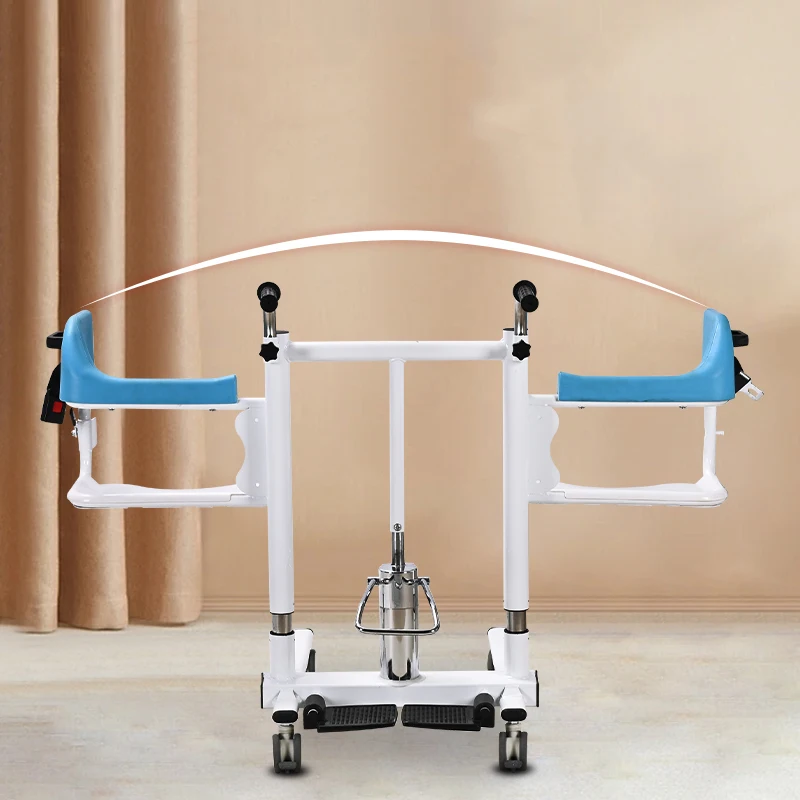 Portable hydraulic lifting and assisted transfer chair for household use, capable of getting on the car, bathing and toilet seat