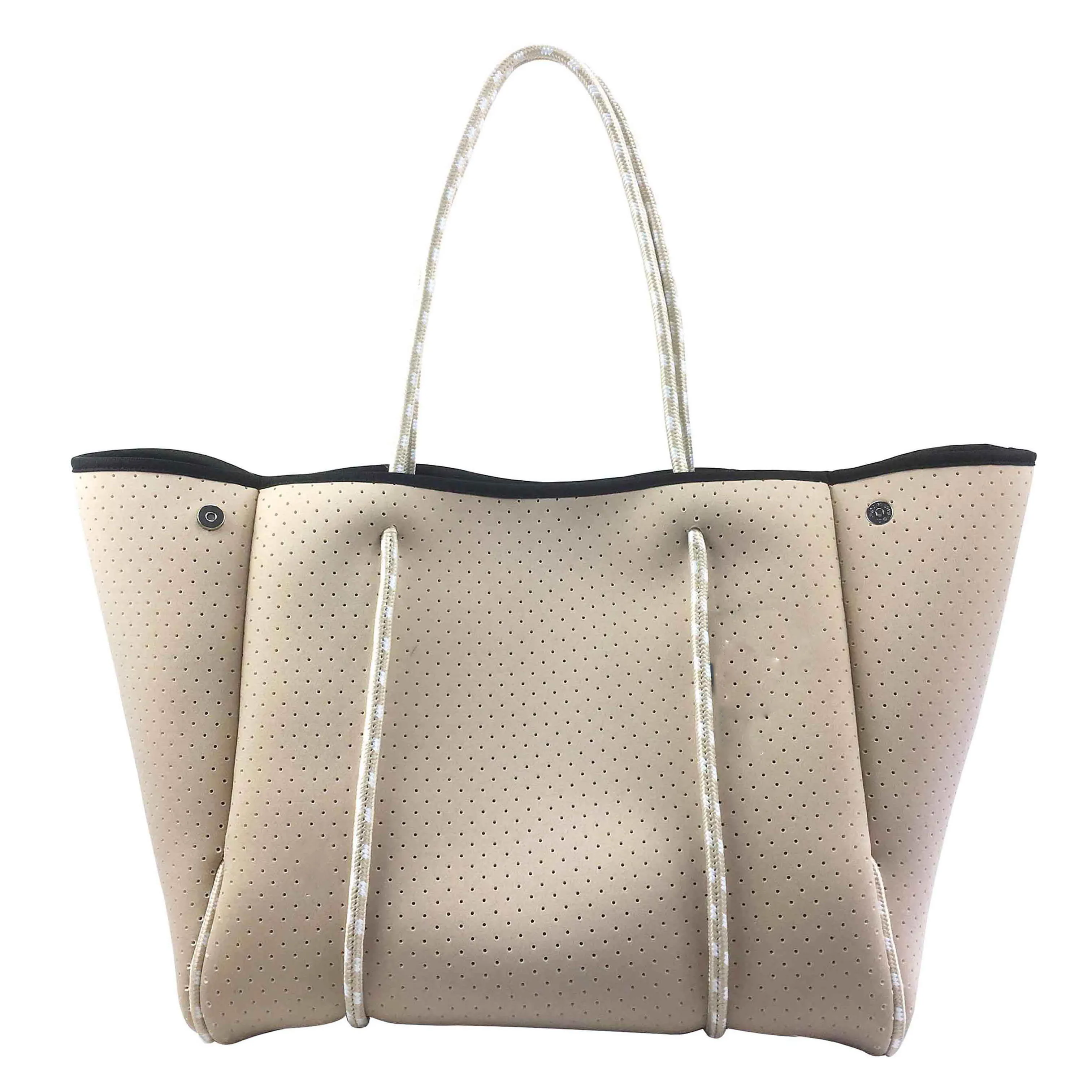 Neoprene perforated hand bag beach tote handbag