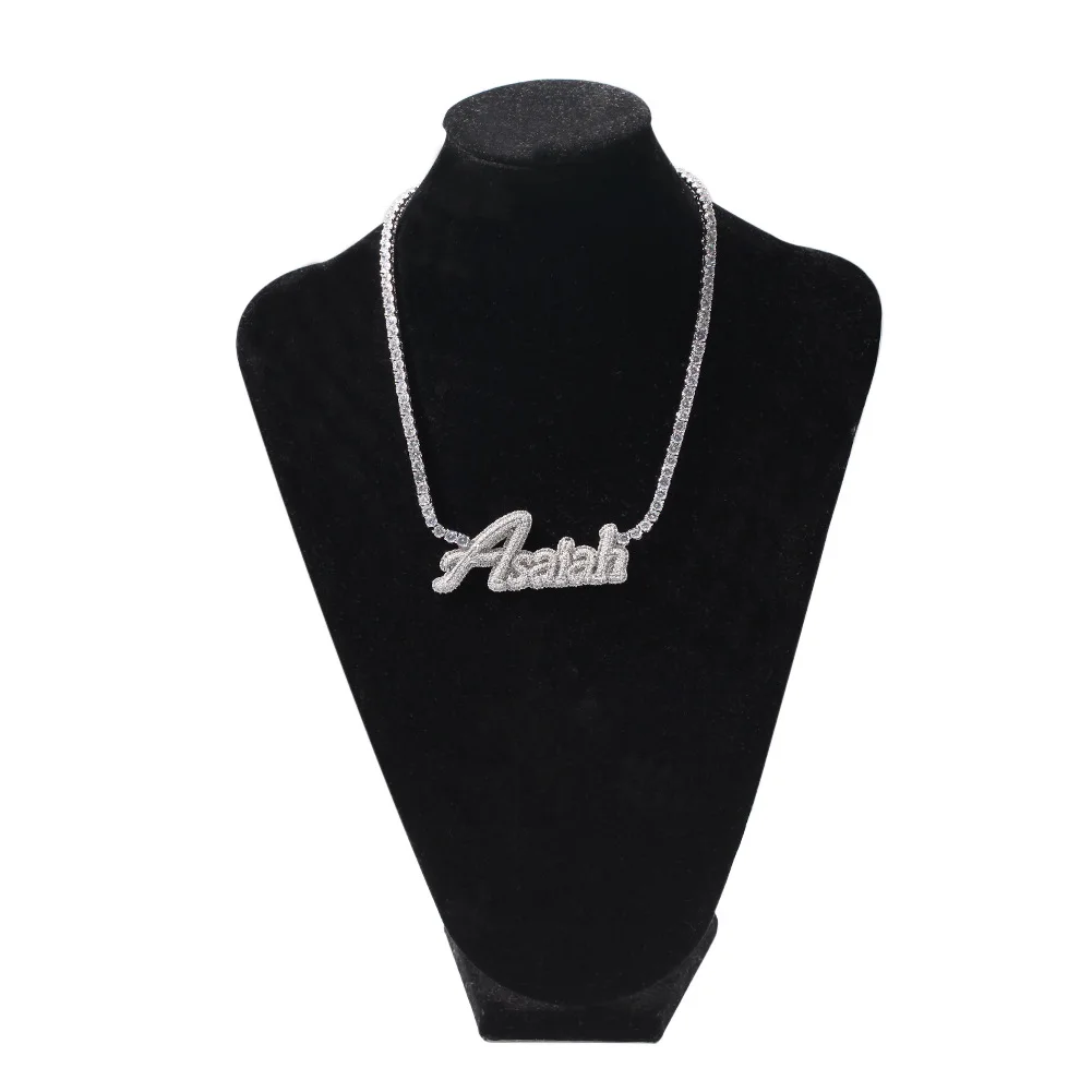 Splicing letters hip-hop necklaces  custom names necklaces collarbone  tennis chains zircons stainless steel women necklaces