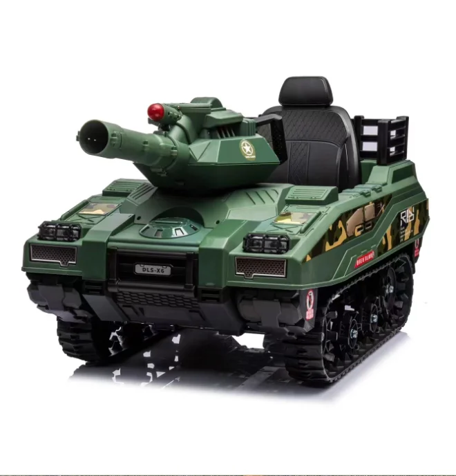 12V Kids Electric Tank Armor Car with Remote Control Simulation Wheel Ride-on Toy Vehicle for Girls Plastic Material