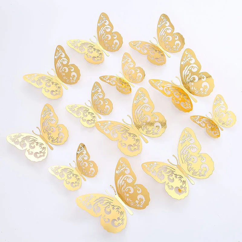 Hot Selling Lixsun 3 Sizes Gold Large Butterfly Cake Decorations for Birthday Decorations Butterfly Party Decorations