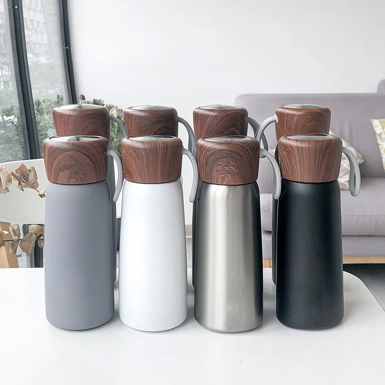 CL1C-B98 ComLom New Shape Stainless Steel Vacuum Conical Thermos with Wooden Lid and handle