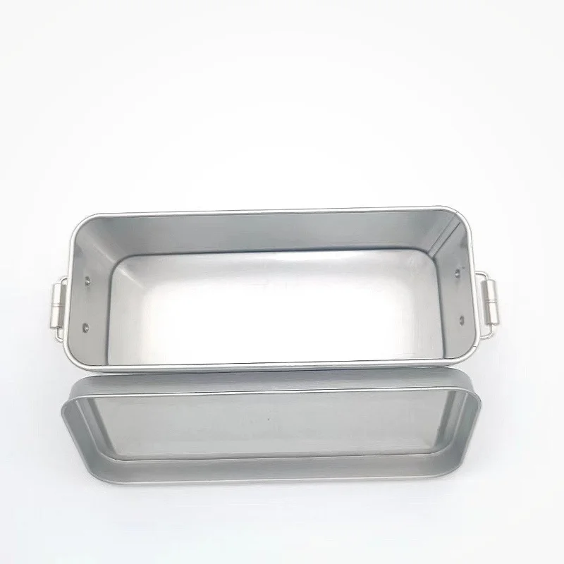 rectangular metal box with hardware buckle food container