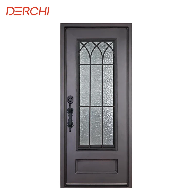 DERCHI Modern Iron Grill Door Wrought Iron Single Door Design