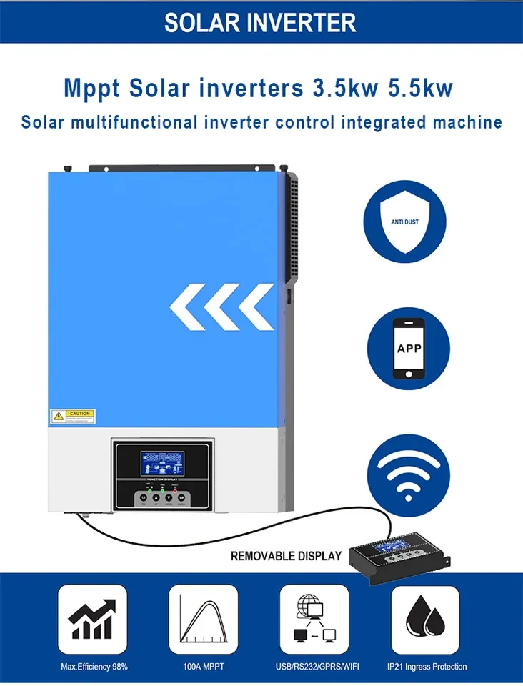 Off Grid Hybrid 3.5kva 5.5kw 24v 48v 96v Hibrid Solar Inverter Mppt Solar Charger Pure Sine Wave Inverter 12V