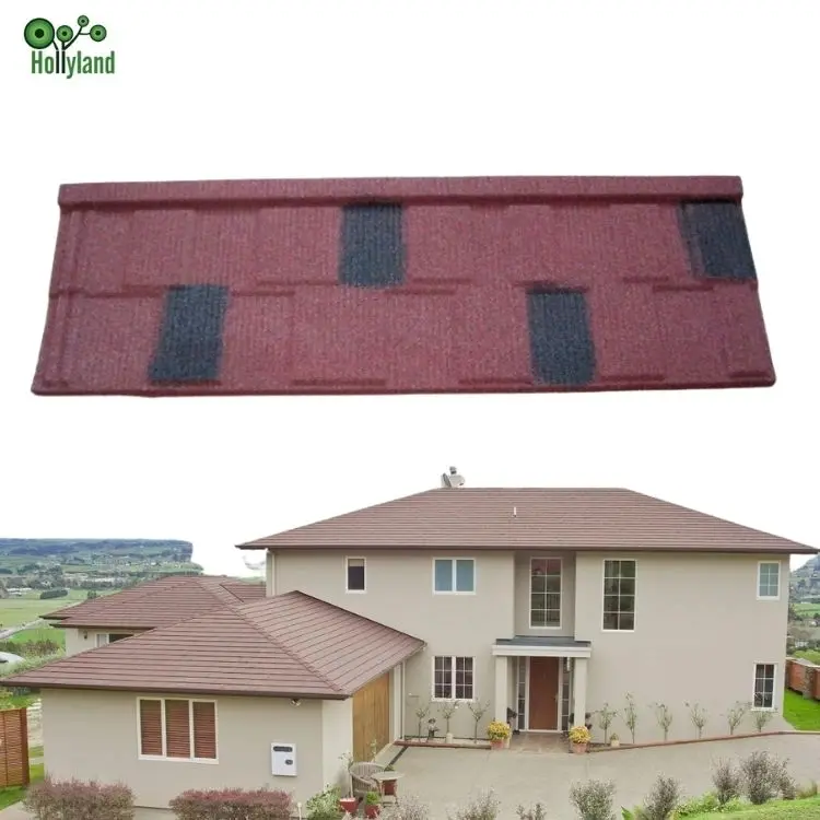 Factory Wholesales Villa Roof Tiles Waterproof Anti fading Colorful Stone Coated Steel Roof Tile