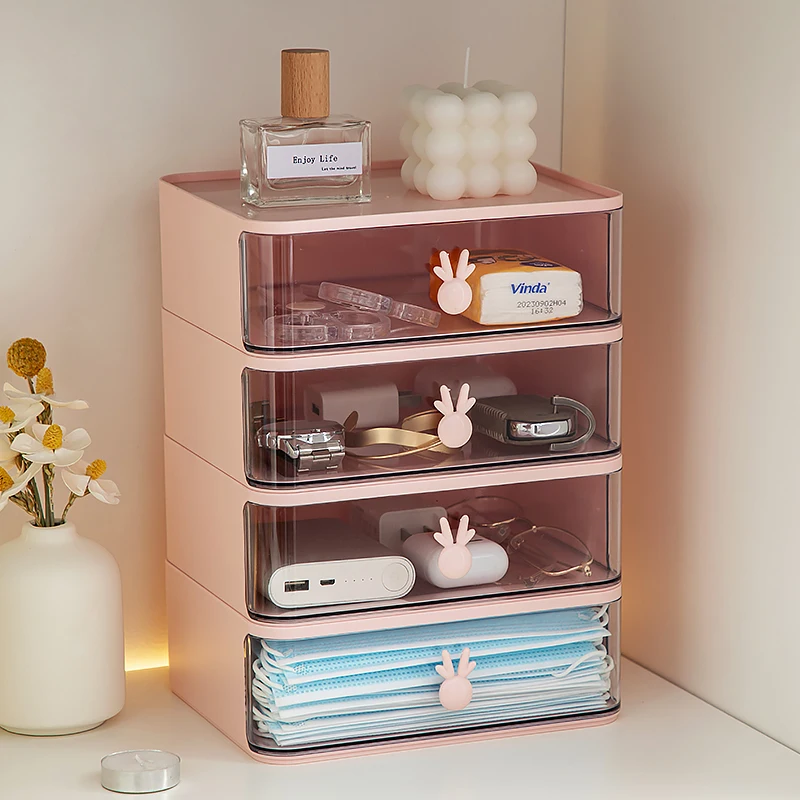 2023 New Design Cute Rabbit Pull Out Type Entrance Storage Cabinet Multifunctional Sundries Desktop Drawer Box