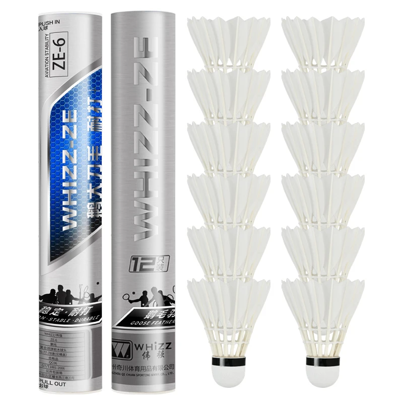 WHIZZ Strong durability ZE6 single side goose feather badminton shuttlecocks for professional players