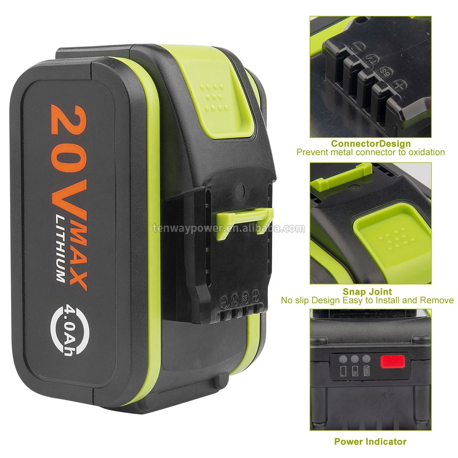 Power Tools Battery 20V 4.0ah Max Replacement High Capacity Lithium Battery WA3553 for Worx WA3520 WA3525 Tool battery wholesale