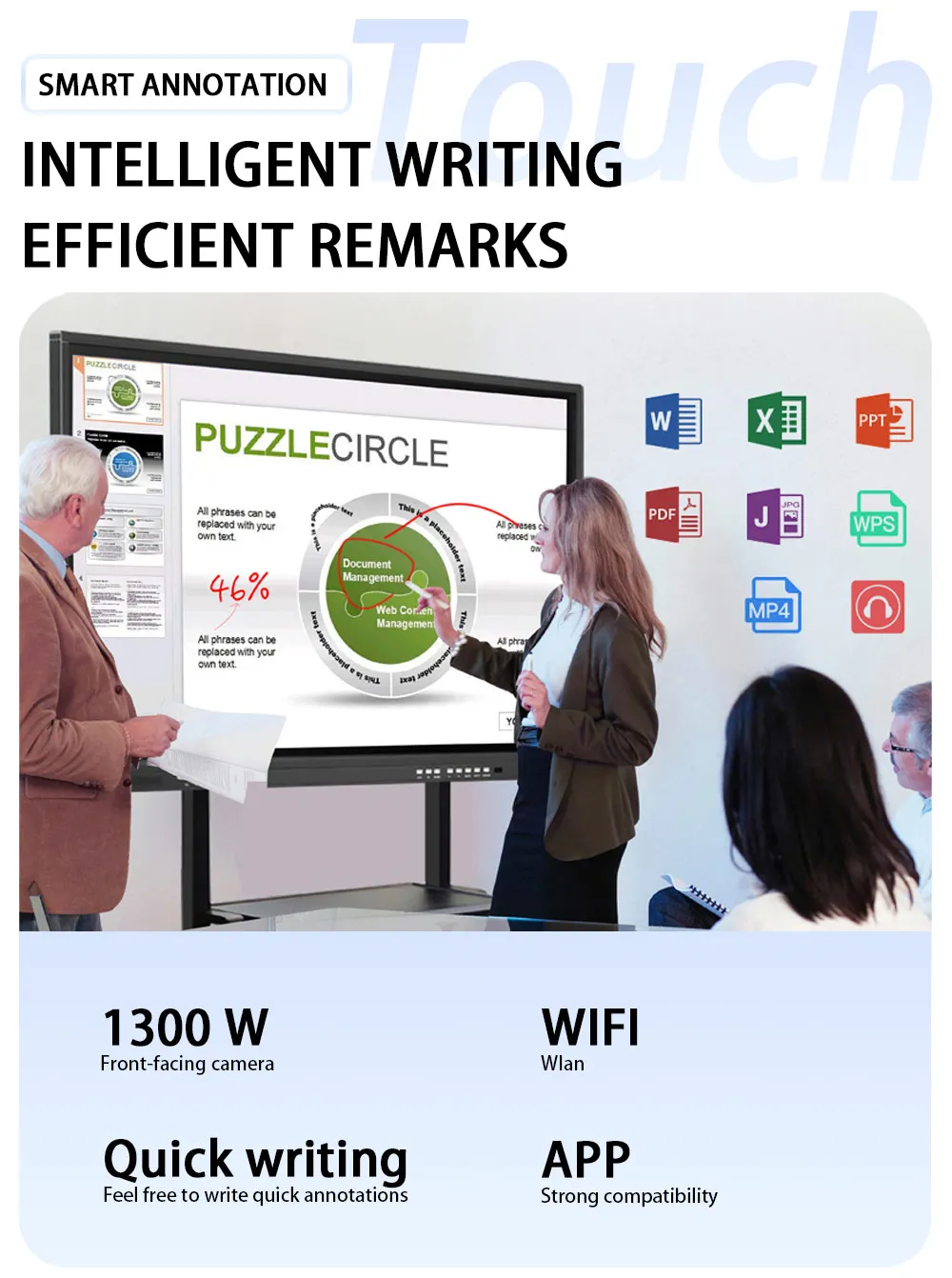 Conference Interactive Board  Interactive Electronic Whiteboard School Smart Board 110 Inch