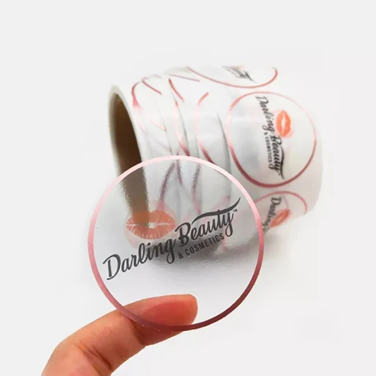 Custom Printing Circle Transparent Silver Gold Sticker Logo Label Self adhesive PP Rose Gold Foil Stickers