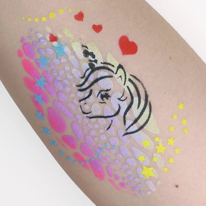 GP Wholesale PET Tattoos Stencils Templates Reusable Waterproof Face Paint finger Stencils Body Art set for Halloween Makeup