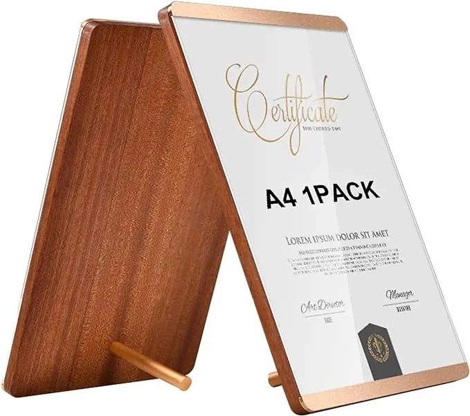 Gold Certificate of Completion Award Certificate A4 Document Metal border Certificate Frame Bulk for Tabletop Display