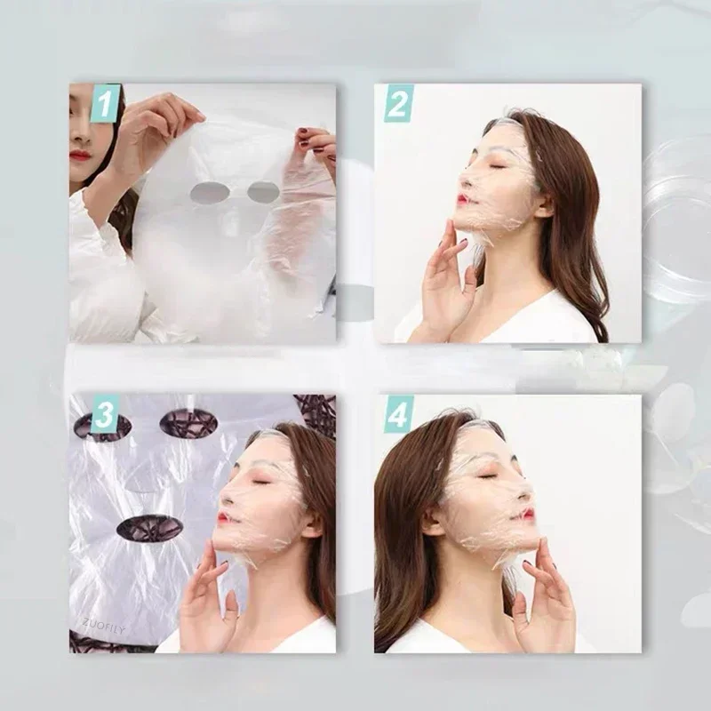100pcs Plastic Face Film Wrapper Disposable Transparent Masks