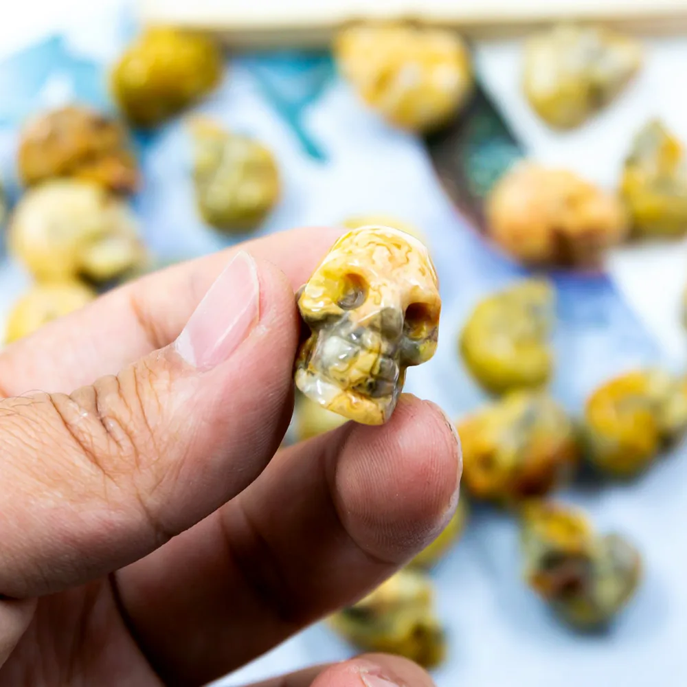 Wholesale Nature Gemstone about 1 inch Crazy Lace Agate Mini Crystal Skulls For Feng Shui