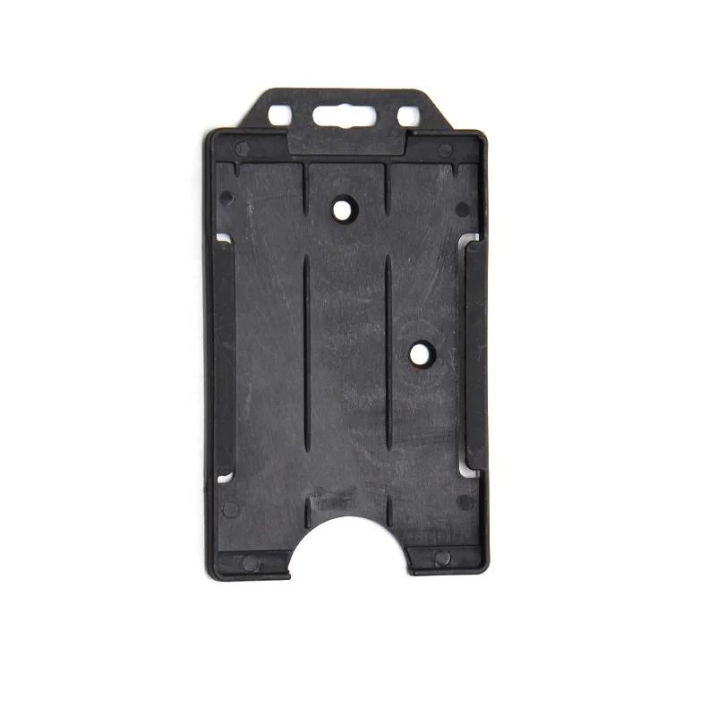Double side hard plastic ID cardholder, black badge holder Horizontal and Vertical Dual-Use